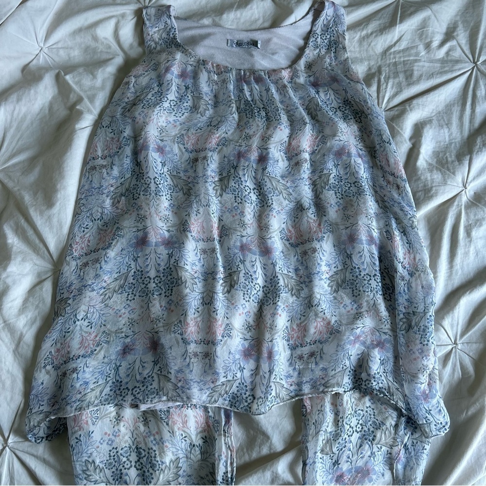 Womens Elena Baldi Large Floral Sleeveless Top 100% Silk